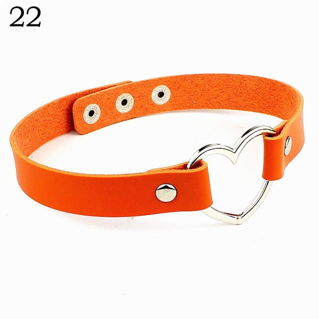2020 Fashion PU Leather Heart Choker Necklace Women Chocker Necklaces Punk Statement Jewelry Collier Wedding Bride Jewelry Gift