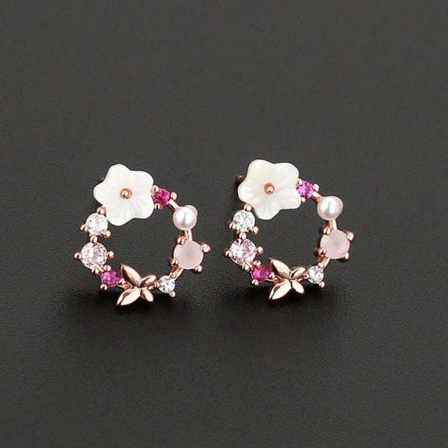 Classic Crystal Round Stud Earring Jewelry for Women