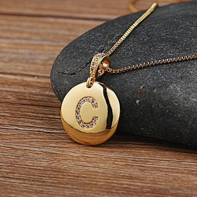 Beautiful Custom Alphabet Engraved Pendant - Gold Finished