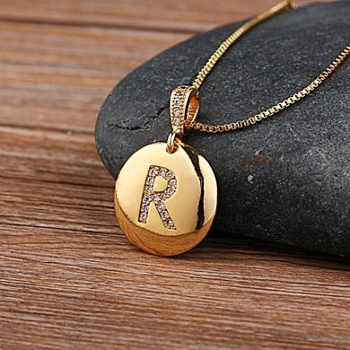 Beautiful Custom Alphabet Engraved Pendant - Gold Finished