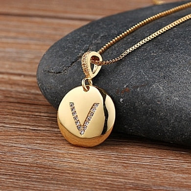 Beautiful Custom Alphabet Engraved Pendant - Gold Finished