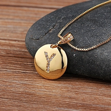Beautiful Custom Alphabet Engraved Pendant - Gold Finished