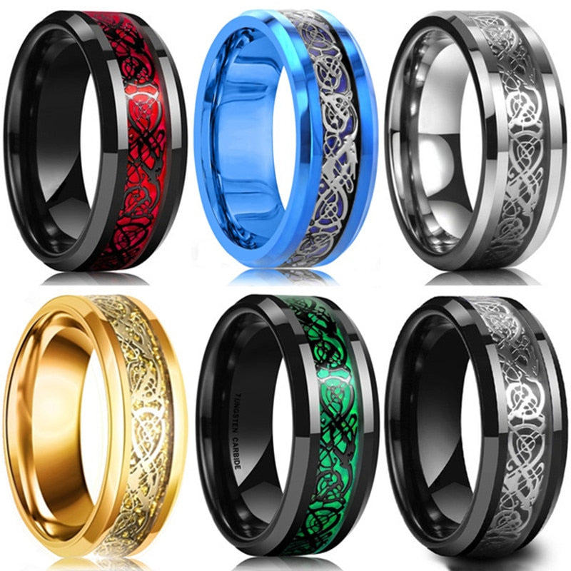 8 colours 8mm Men’s Stainless Steel Finger Band Ring