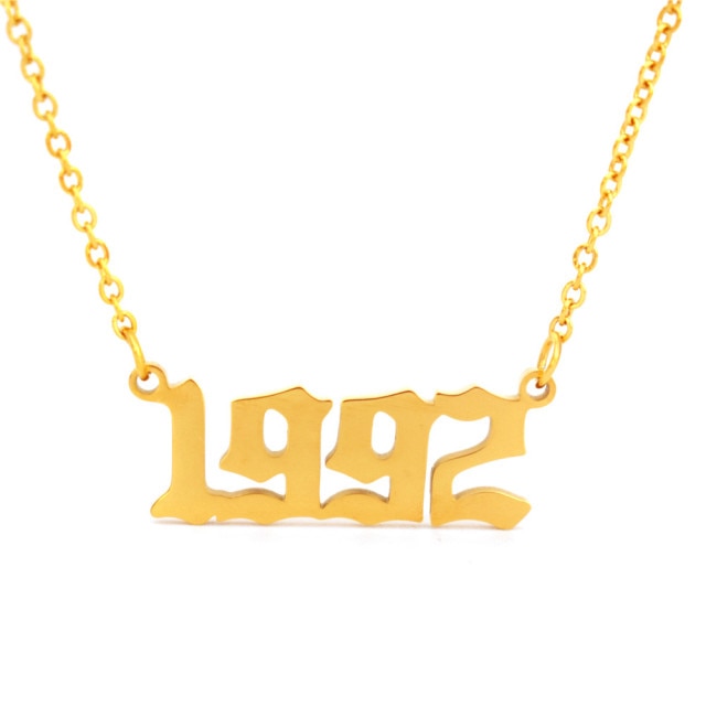 1-9/1999-2005 Numbered Gold Chain Stainless Steel Pendant Necklace Charm Jewelry