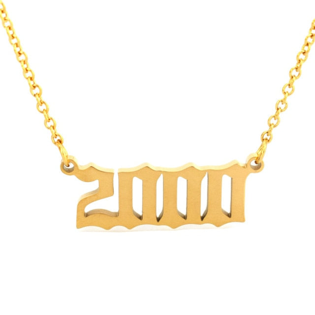 1-9/1999-2005 Numbered Gold Chain Stainless Steel Pendant Necklace Charm Jewelry
