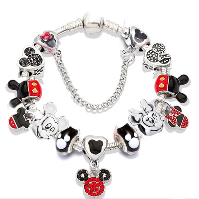 Classic Red Crystal Minnie Pendant Bracelet