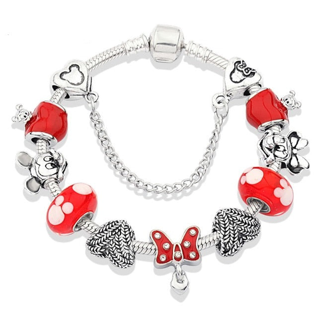 Classic Red Crystal Minnie Pendant Bracelet