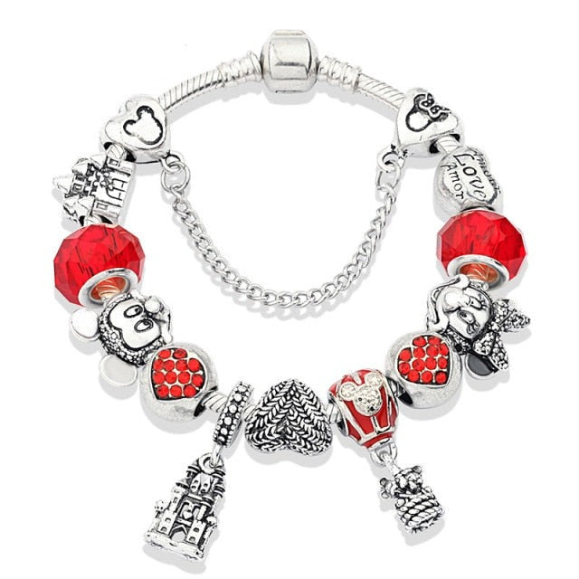 Classic Red Crystal Minnie Pendant Bracelet