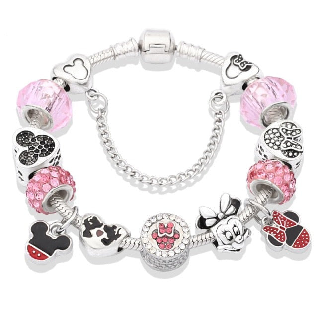 Classic Red Crystal Minnie Pendant Bracelet