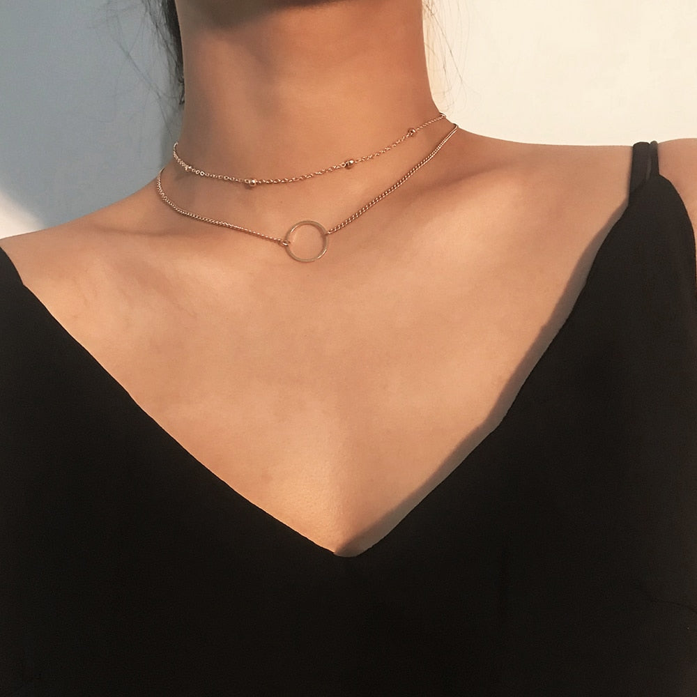 Fashion Modern Two-layered Choker Necklace Jewelry for Women