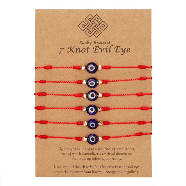 6Pcs/Set Turkish Evil Eye Handmade Braided Bracelets