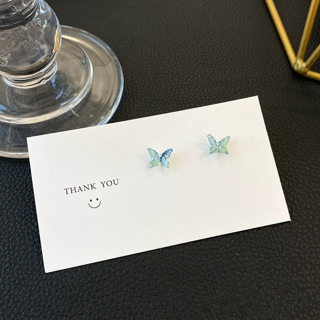 Colourful Fairy Daisy Butterfly Stud Earrings for Women