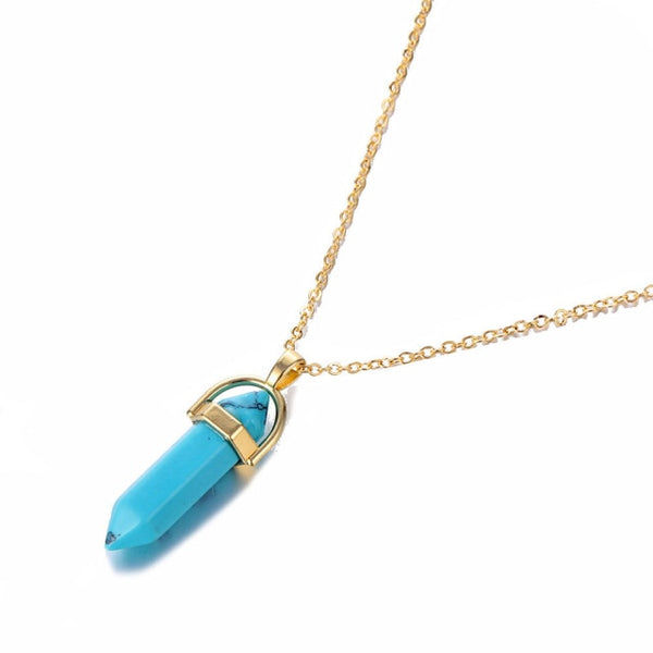 Fashion Trend Bohemian Hexagon Opal Pendant Necklace