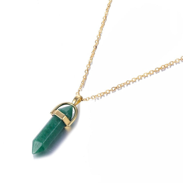 Fashion Trend Bohemian Hexagon Opal Pendant Necklace