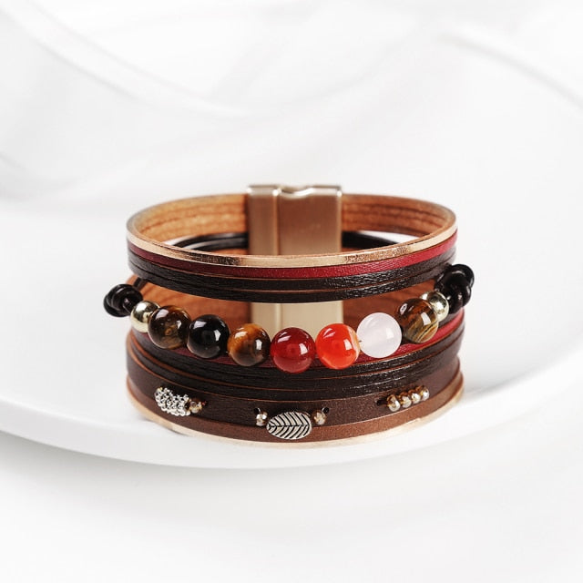 WYBU 39 Style Handmade Genuine Leather Women&#39;s bracelet for women Charm Bracelet 2021 Wrap Bracelet