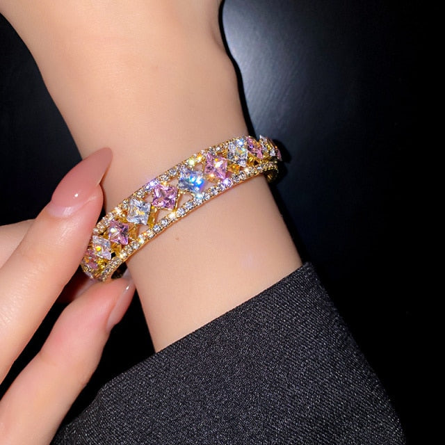 Geometric Zircon Crystal Cuff Bracelets and Bangles