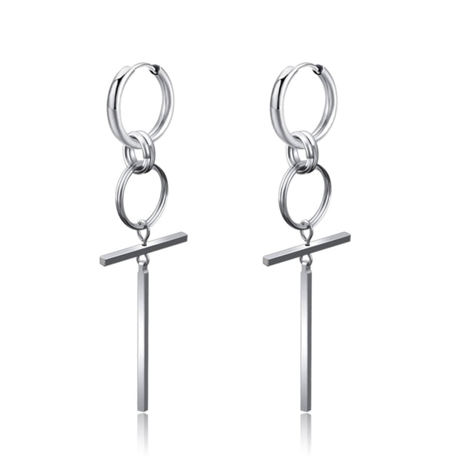 New Punk Stainless Steel Chain Hoop Earring- Unisex