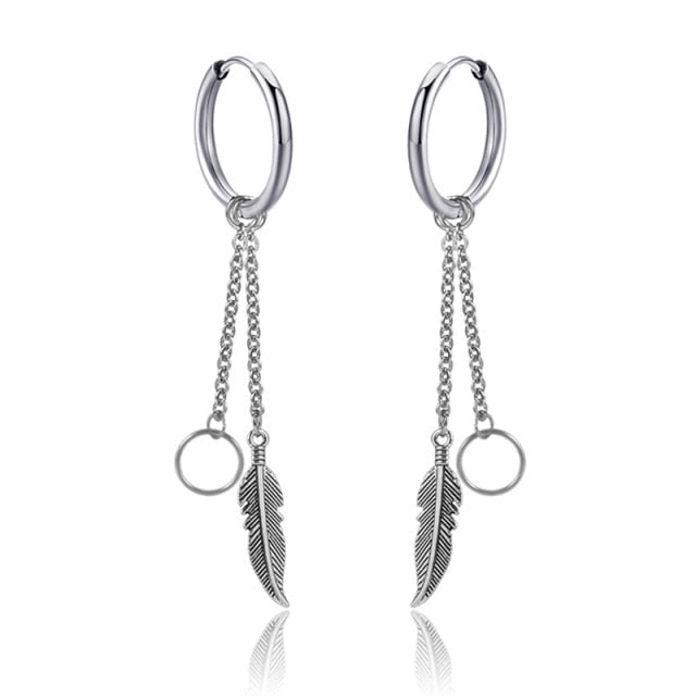 New Punk Stainless Steel Chain Hoop Earring- Unisex