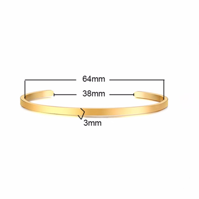 Unisex Casual 3mm to 16mm Flat Bangle Bracelet