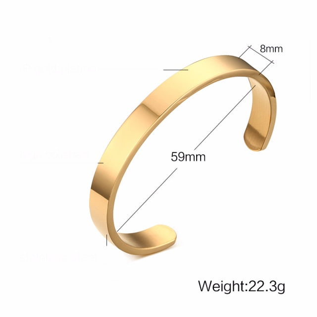 Unisex Casual 3mm to 16mm Flat Bangle Bracelet