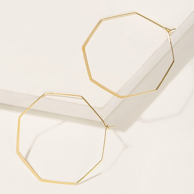 Vintage Geometric Gold Metal Earrings for Women