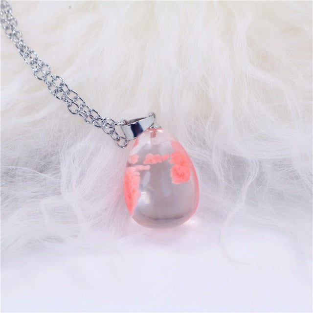 Chic Transparent Resin Round Ball Moon Pendant Necklace for Women