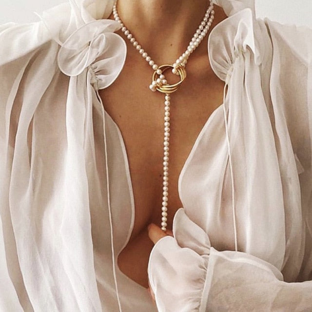 Bead Pearl Elegant Choker Necklace Jewelry for Women