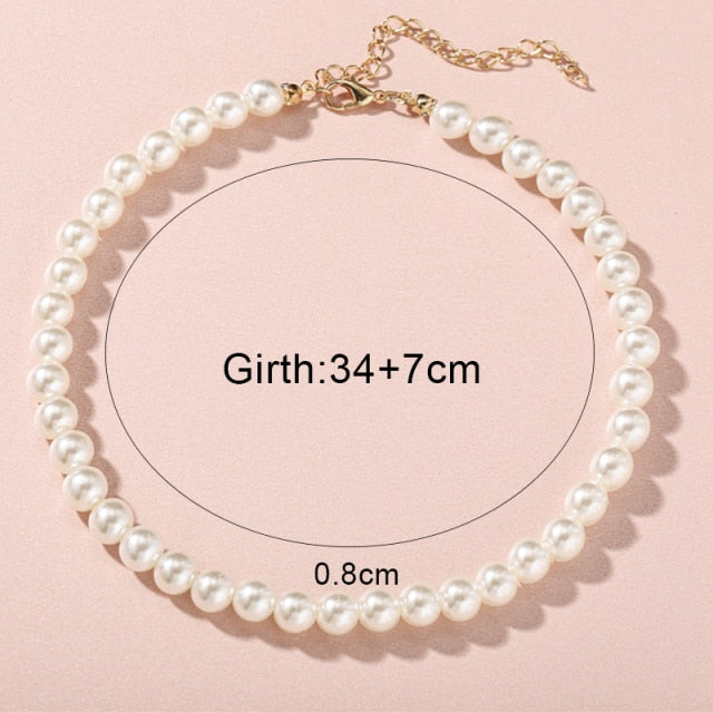 Vintage Pearl Choker Necklace For Women Fashion Summer White Imitation Pearl Necklaces 2023 Trend Elegant Wedding Jewelry.
