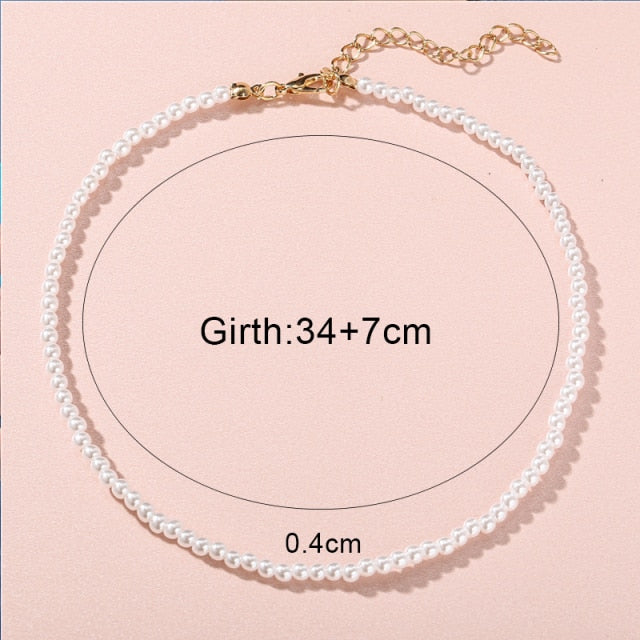 Vintage Pearl Choker Necklace For Women Fashion Summer White Imitation Pearl Necklaces 2023 Trend Elegant Wedding Jewelry.