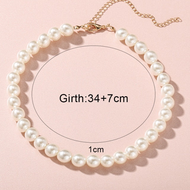Vintage Pearl Choker Necklace For Women Fashion Summer White Imitation Pearl Necklaces 2023 Trend Elegant Wedding Jewelry.