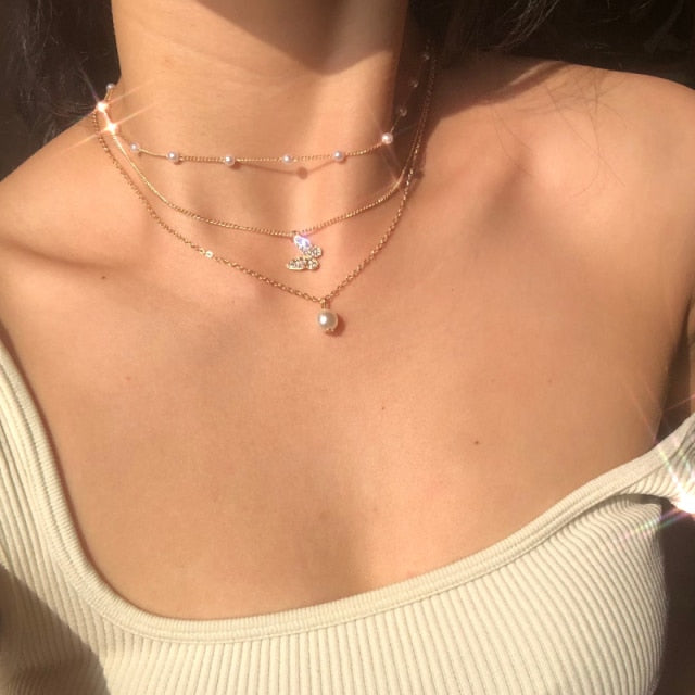 Vintage Pearl Choker Necklace For Women Fashion Summer White Imitation Pearl Necklaces 2023 Trend Elegant Wedding Jewelry.