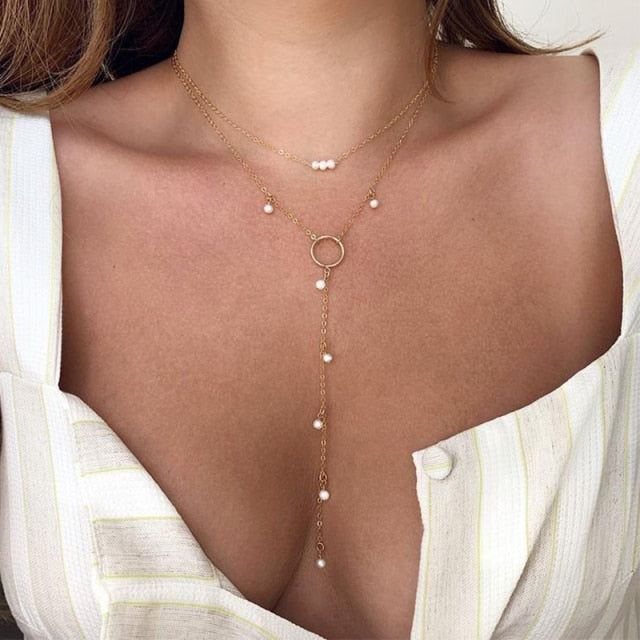 Vintage Pearl Choker Necklace For Women Fashion Summer White Imitation Pearl Necklaces 2023 Trend Elegant Wedding Jewelry.
