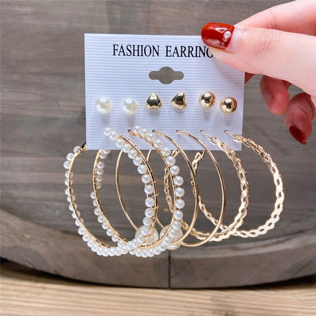 Vintage Geometric Gold Metal Earrings for Women