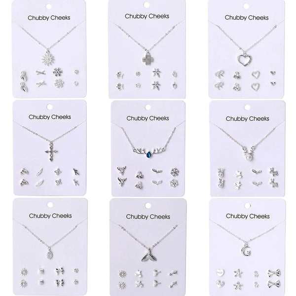 Korean Women's Earrings Cross Necklace Jewelry Sets For Women Fashion Jewelry