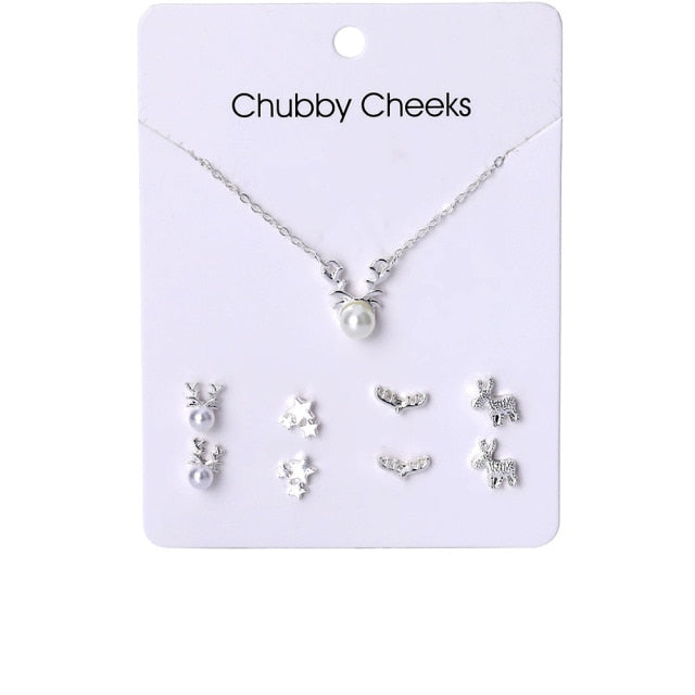VKME Korean Women&#39;s Earrings Cross Necklace Jewelry Sets For Women Fashion Jewelry 2021 Crystal Heart Stud Earring