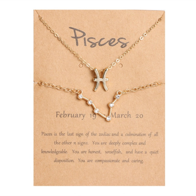 Elegant Zodiac sign 12 constellation Charm Necklace and Bracelet Range