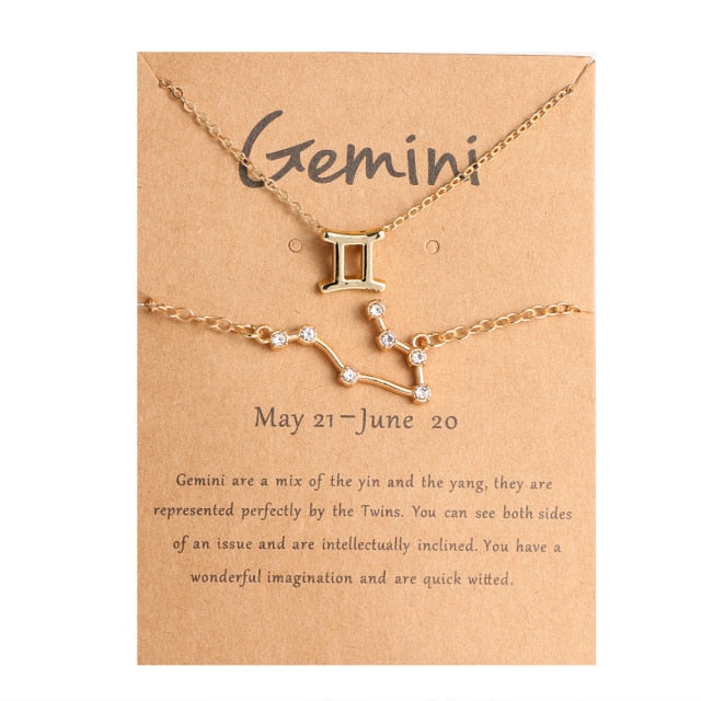Elegant Zodiac sign 12 constellation Charm Necklace and Bracelet Range