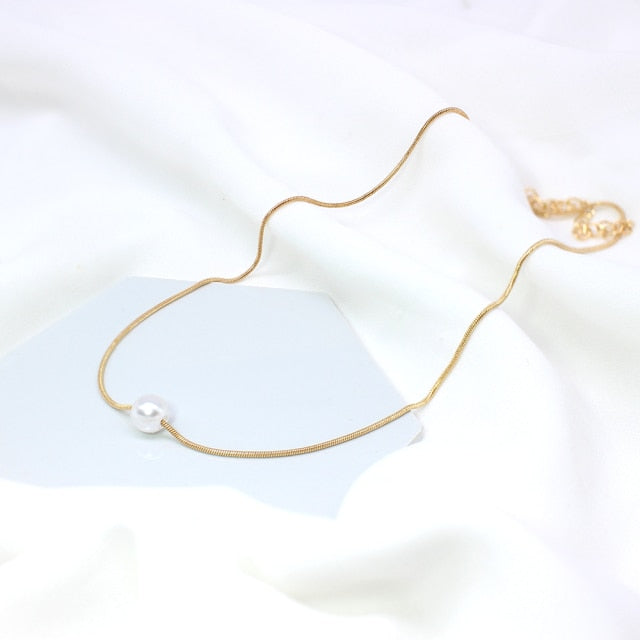 KPop Women’s Gold Choker Necklace Thin Chain Jewelry Necklace