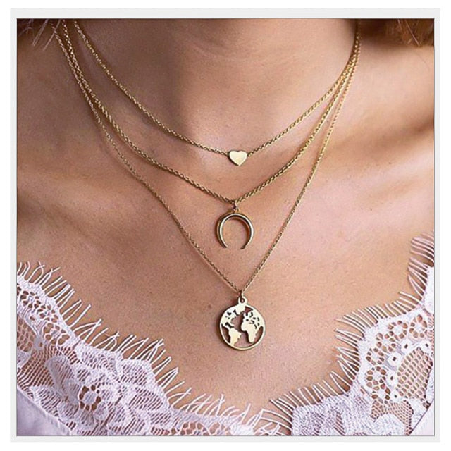 Collier Chain Alloy Pendant Necklace for Everyday and Occasion Wear