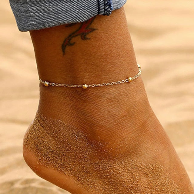 IPARAM Women&#39;s Anklet Bohemian Layered Heart Anklet 2021 Summer Beach Anklets On Foot Ankle Bracelets For Women Leg Chain