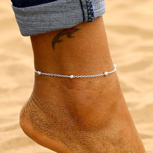 IPARAM Women&#39;s Anklet Bohemian Layered Heart Anklet 2021 Summer Beach Anklets On Foot Ankle Bracelets For Women Leg Chain