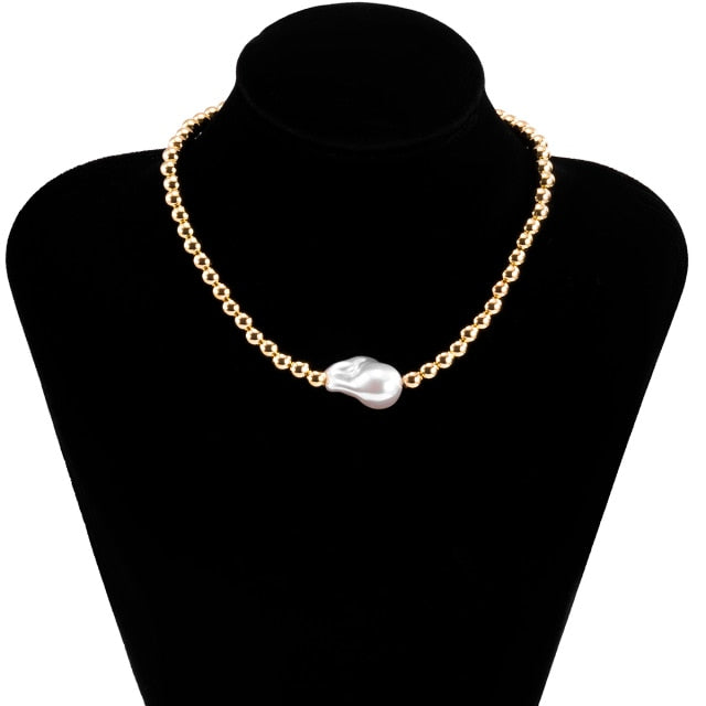 SHIXIN Separable 2 Layered White/Black Beads Necklaces Korean Small Beaded Conch Shell Choker Necklace for Women Fashion Collar