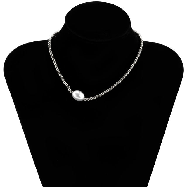 SHIXIN Separable 2 Layered White/Black Beads Necklaces Korean Small Beaded Conch Shell Choker Necklace for Women Fashion Collar