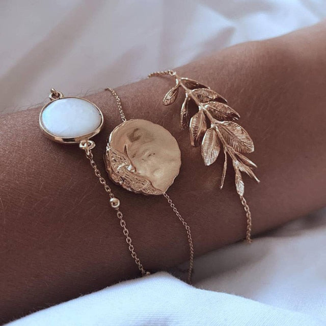 6 Pcs/Set Bohemian Vintage Silver Bracelets for Women