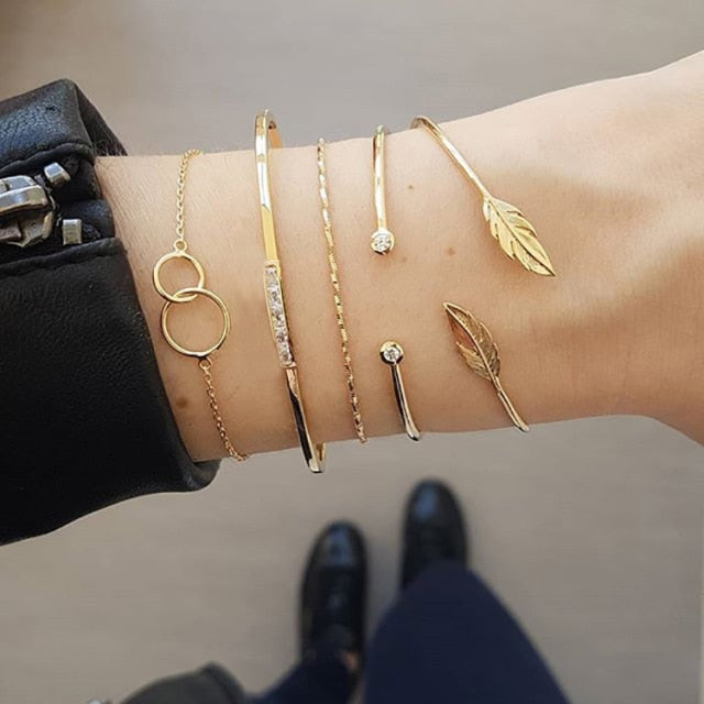 6 Pcs/Set Bohemian Vintage Silver Bracelets for Women