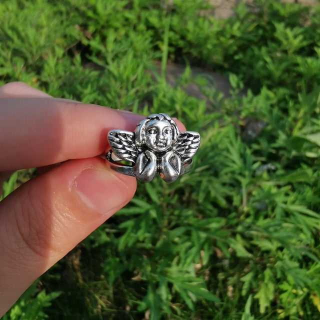 Lost Lady Stylish New Skull Heart Flower Angel Rings for Women Hip Hop Exaggerated Silver Color Finger Rings Wholesale Jewelry