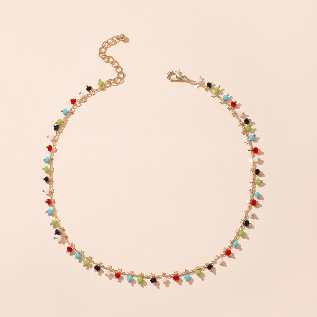 Tocona Bohemian Beaded Necklace Charm Clavicle Chain for Women