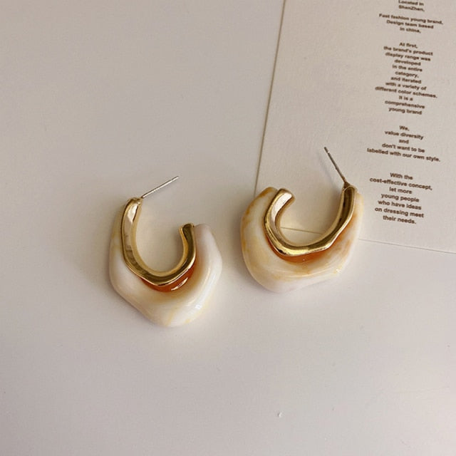 Geometric Resin Acrylic Trendy Hoop Design Earrings for Women
