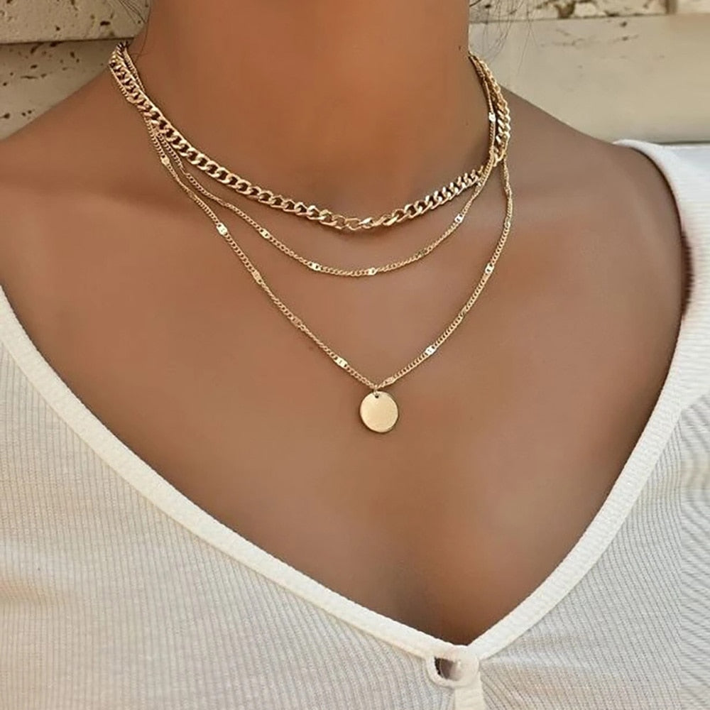 Vintage Necklace Chain Layered Accessories for Women