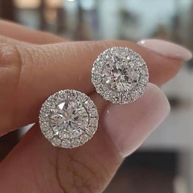 2021 New Arrival Fashion Luxury 925 Sterling Silver Pink CZ Drop Stud Earing  For Women Valentine's Day Gift Z5